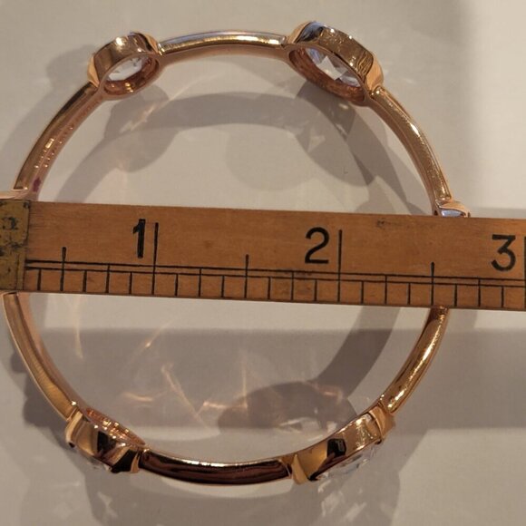 Lauren G Adams Gold Tone Bangle Bracelet with Rhinestone Accents - Picture 4 of 4